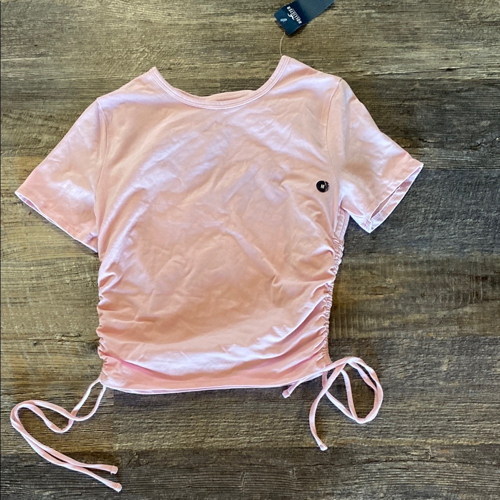 Pink Ruched Side Tie T-Shirt